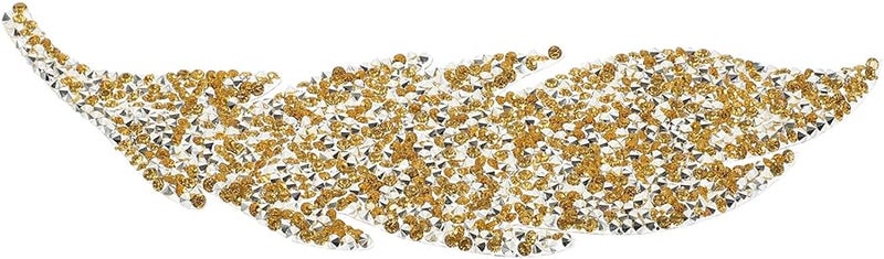 Yellow Crystal Leaf Shaped Iron On Patch For Clothing DIY Sewing Craft - Image 1
